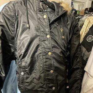 Vintage  Southpole black Hooded Jacket with Fur Trim